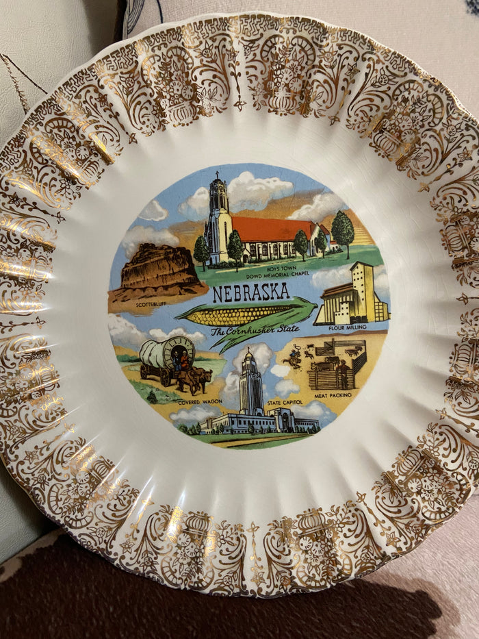 Vintage Nebraska Souvenir Plate 10" - Deer Creek Mercantile