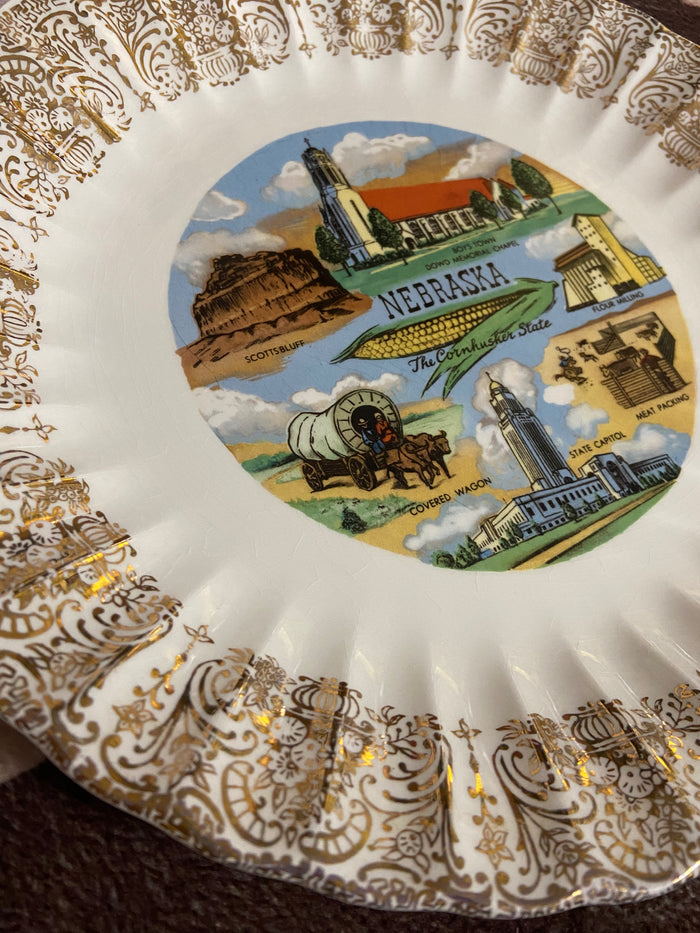 Vintage Nebraska Souvenir Plate 10" - Deer Creek Mercantile