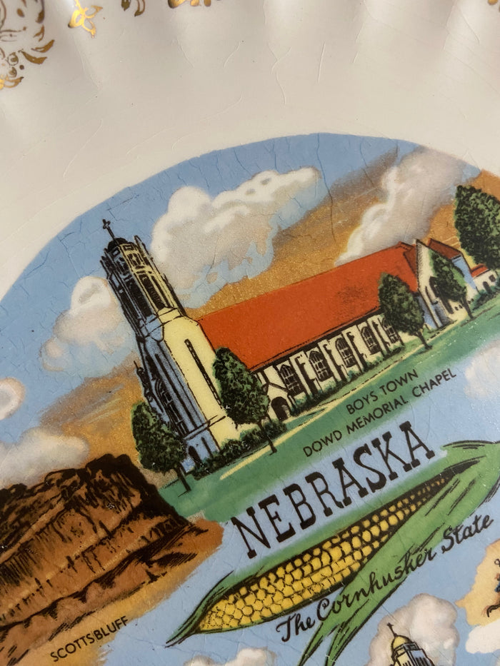 Vintage Nebraska Souvenir Plate 10" - Deer Creek Mercantile