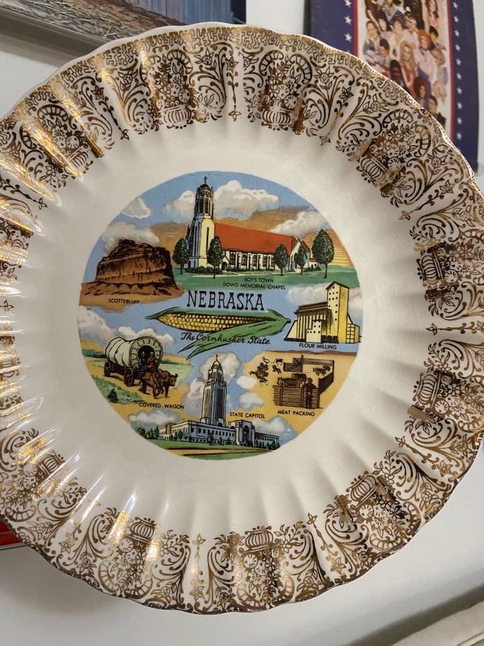 Vintage Nebraska Souvenir Plate 10" - Deer Creek Mercantile