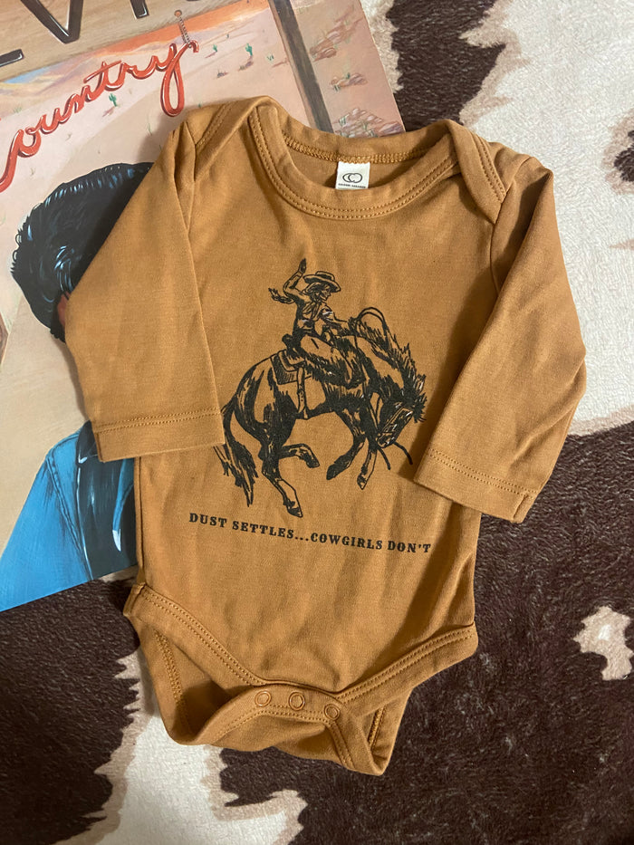 Pre-Loved Dust Settles, Cowgirls Don't Bodysuit, 0-3 Months - Deer Creek Mercantile
