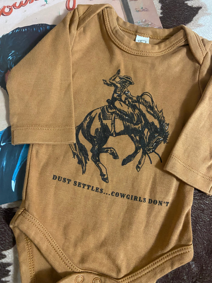 Pre-Loved Dust Settles, Cowgirls Don't Bodysuit, 0-3 Months - Deer Creek Mercantile