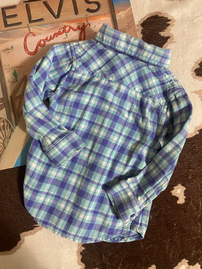 Pre-Loved Girls Carhartt Flannel Shirt (Purple/Teal), 18 Months - Deer Creek Mercantile