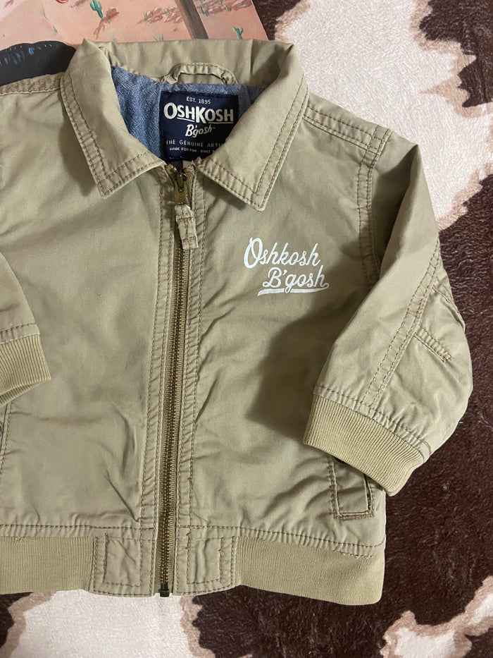 Vintage Oshkosh Khaki Tan Boys Bomber Jacket, Size 9 Months - Deer Creek Mercantile