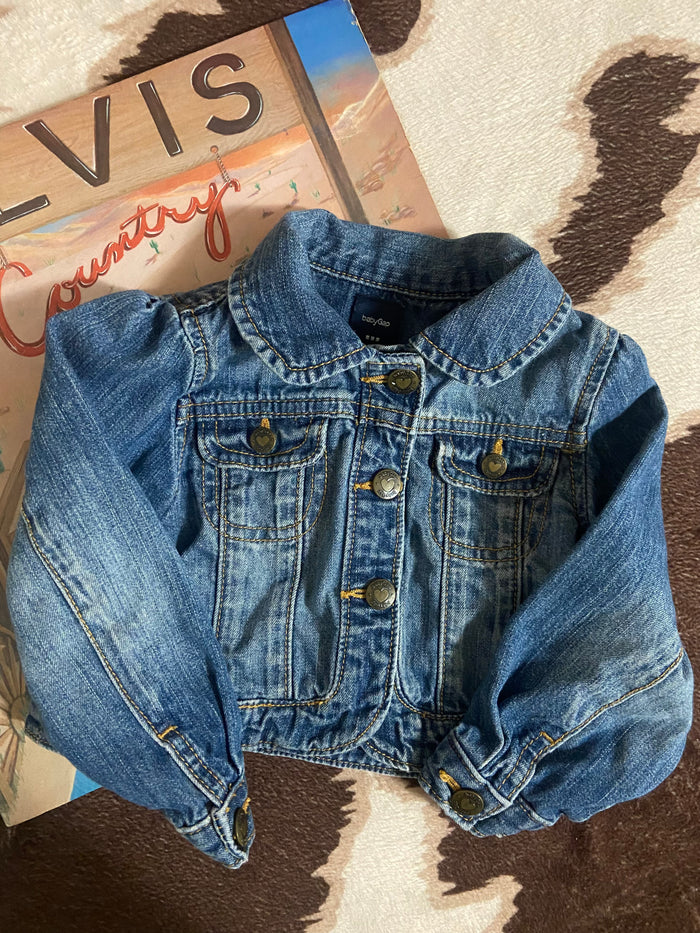 Vintage BabyGap Baby Girls Denim & Heart Jacket, Size 18-24 Months - Deer Creek Mercantile