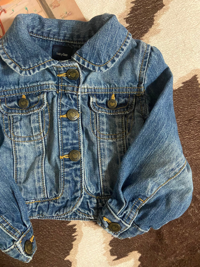 Vintage BabyGap Baby Girls Denim & Heart Jacket, Size 18-24 Months - Deer Creek Mercantile