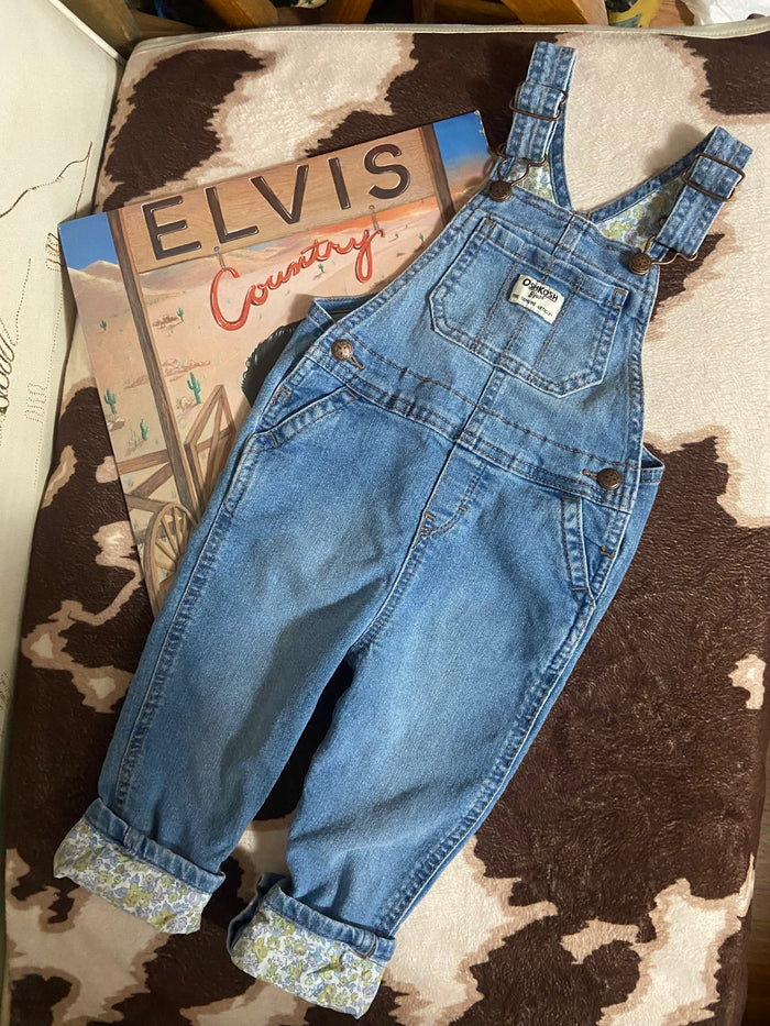 Pre-Loved Oshkosh Denim & Floral Overalls, 24 Months - Deer Creek Mercantile