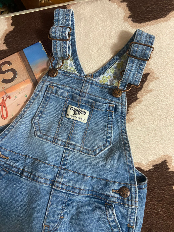 Pre-Loved Oshkosh Denim & Floral Overalls, 24 Months - Deer Creek Mercantile