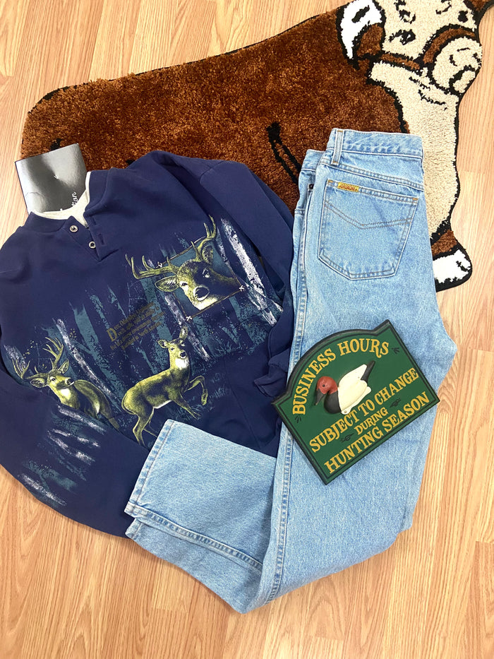 Vintage Art Unlimited Deer Wildlife Crewneck Sweatshirt 90s, Size Medium - Deer Creek Mercantile