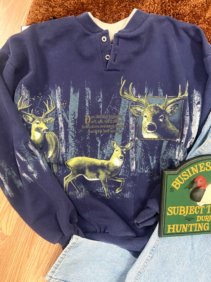 Vintage Art Unlimited Deer Wildlife Crewneck Sweatshirt 90s, Size Medium - Deer Creek Mercantile
