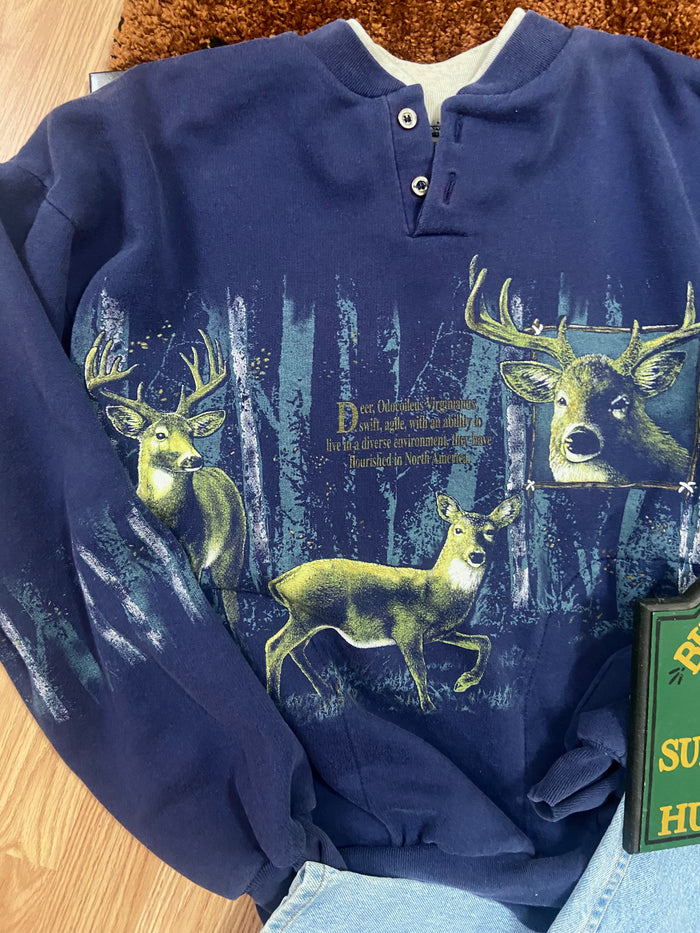 Vintage Art Unlimited Deer Wildlife Crewneck Sweatshirt 90s, Size Medium - Deer Creek Mercantile