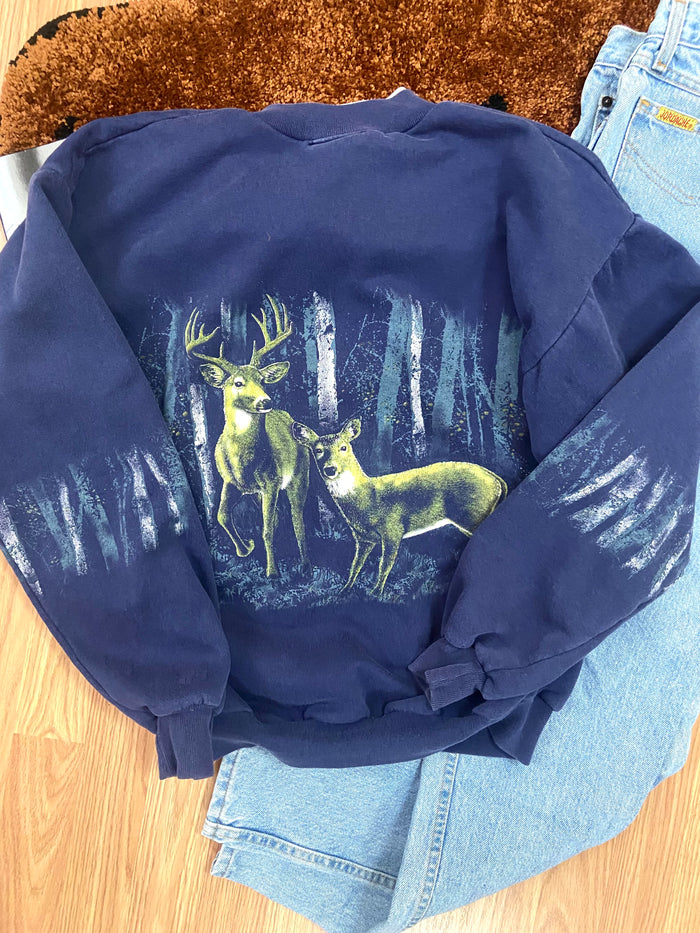 Vintage Art Unlimited Deer Wildlife Crewneck Sweatshirt 90s, Size Medium - Deer Creek Mercantile
