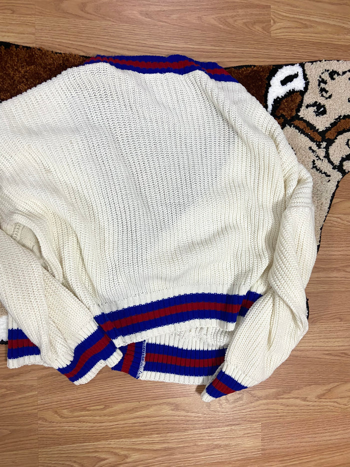 Vintage Red, White, Blue Varsity Cardigan, Size 10 - Deer Creek Mercantile
