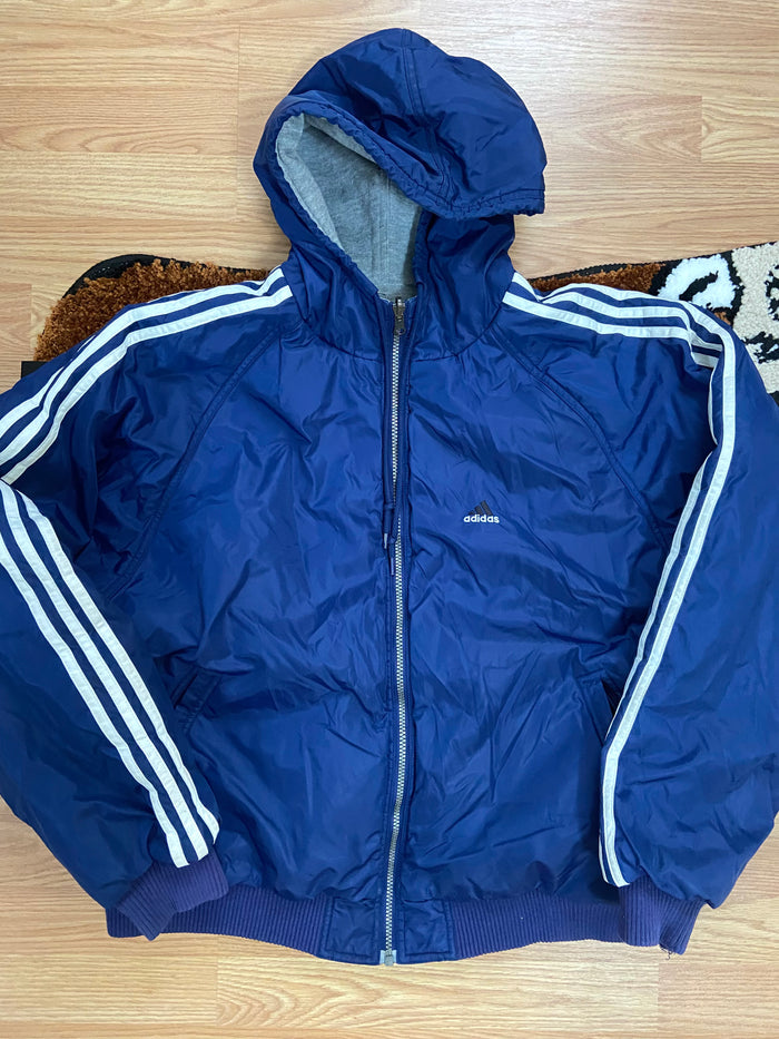 Vintage Adidas Reversible Jacket, 2001, Blue, Size Medium - Deer Creek Mercantile
