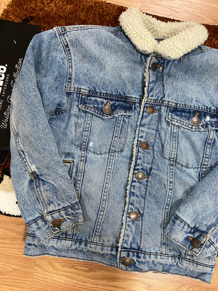 Pre-Loved Zara Sherpa & Denim Jacket, Youth Size 9 - Deer Creek Mercantile