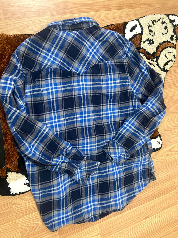 Vintage Jackson Hole Flannel Shirt, Blue, Size Medium - Deer Creek Mercantile