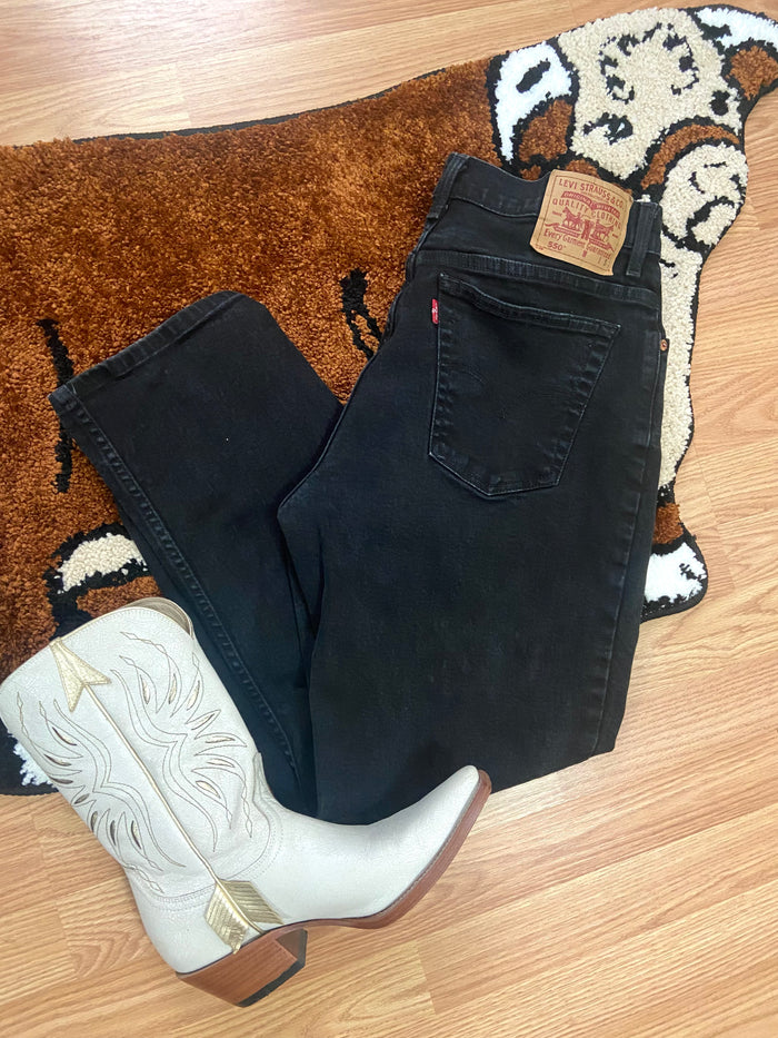 Vintage Levi's Black Denim Jeans, 550, Tapered Leg, Relaxed Fit, Made in Brazil, Size 14 - Deer Creek Mercantile