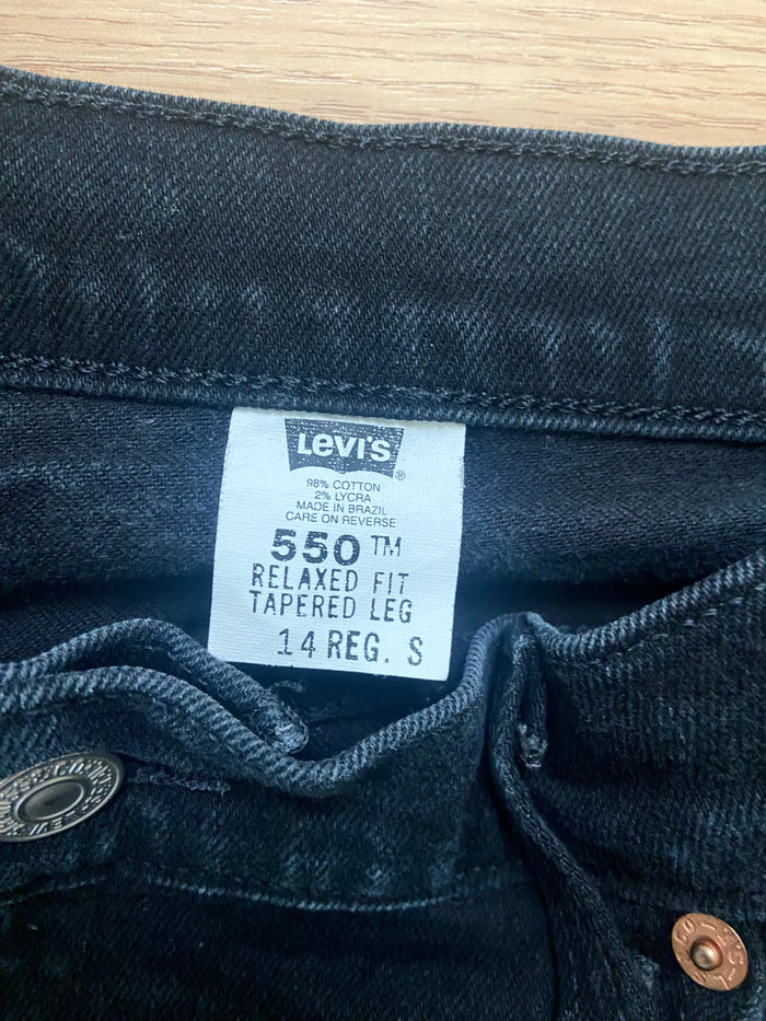 Vintage Levi's Black Denim Jeans, 550, Tapered Leg, Relaxed Fit, Made in Brazil, Size 14 - Deer Creek Mercantile