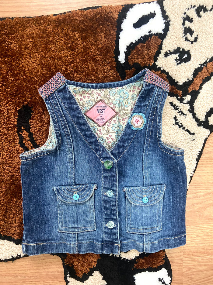 Vintage Oshkosh Genuine Kids Crochet Denim Vest, 18 Months - Deer Creek Mercantile