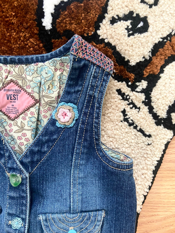 Vintage Oshkosh Genuine Kids Crochet Denim Vest, 18 Months - Deer Creek Mercantile