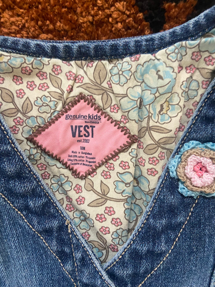 Vintage Oshkosh Genuine Kids Crochet Denim Vest, 18 Months - Deer Creek Mercantile