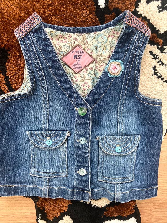 Vintage Oshkosh Genuine Kids Crochet Denim Vest, 18 Months - Deer Creek Mercantile