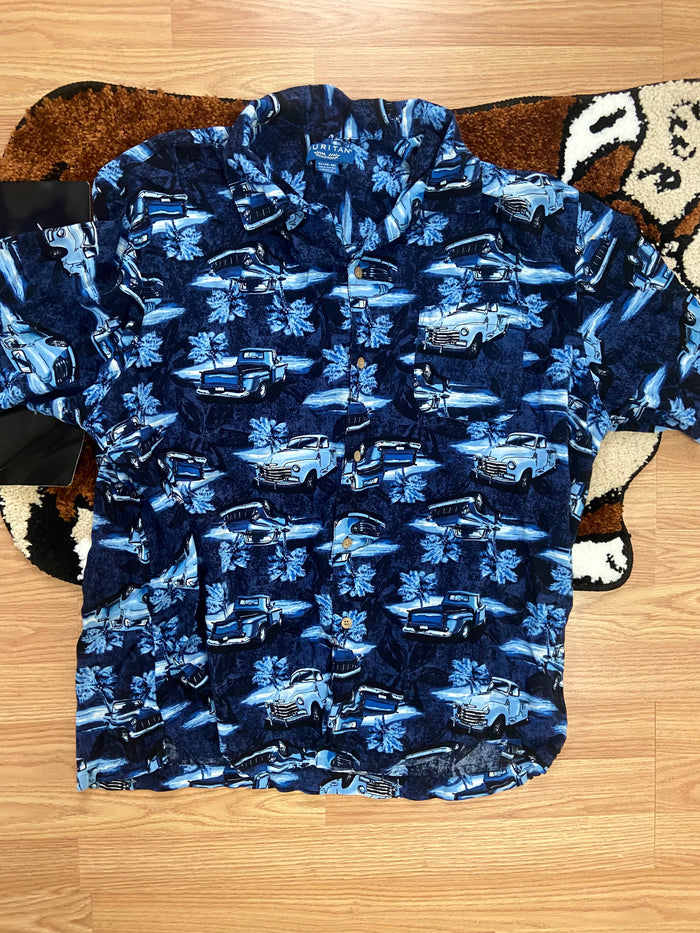 Vintage Hawaiian Shirt, Puritan, Pickup Trucks, Size XL - Deer Creek Mercantile