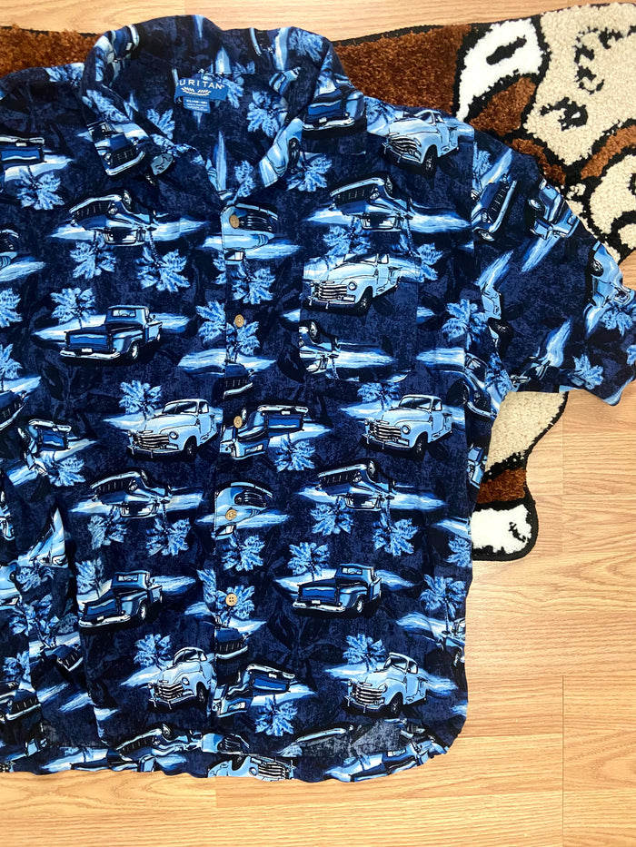 Vintage Hawaiian Shirt, Puritan, Pickup Trucks, Size XL - Deer Creek Mercantile