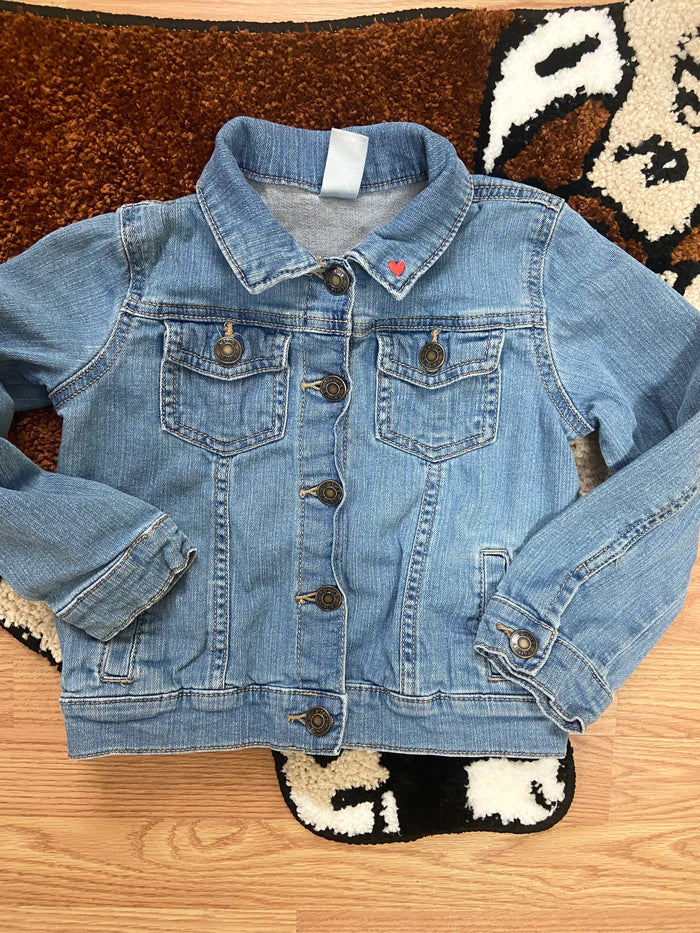 Pre-Loved Carters Denim Jacket With Heart, Size 5T - Deer Creek Mercantile