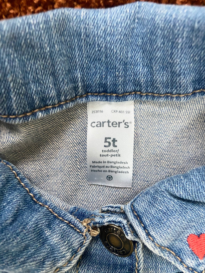 Pre-Loved Carters Denim Jacket With Heart, Size 5T - Deer Creek Mercantile