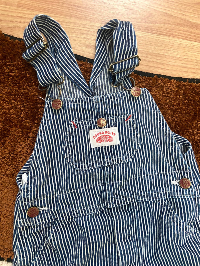 Vintage Round House Blue/White Striped Overalls, Youth Size 4 - Deer Creek Mercantile