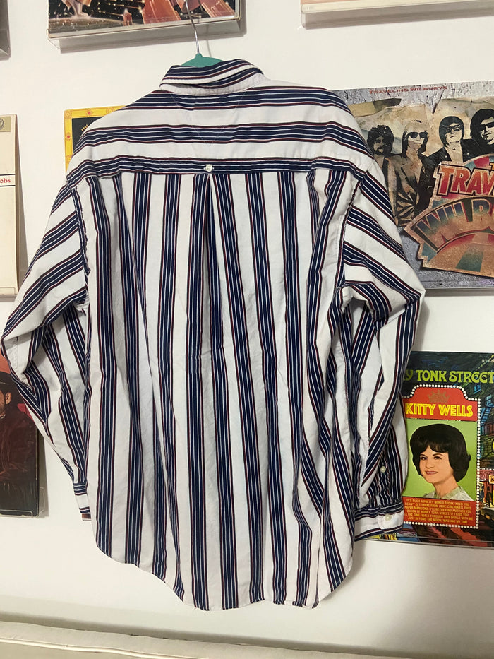Vintage 90s Tommy Hilfiger Striped Top, Green/Blue,Burgundy, Size Large - Deer Creek Mercantile