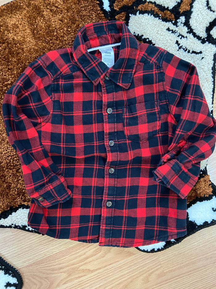 Vintage Carters Black/Red Plaid Flannel Shirt, 18 Months - Deer Creek Mercantile