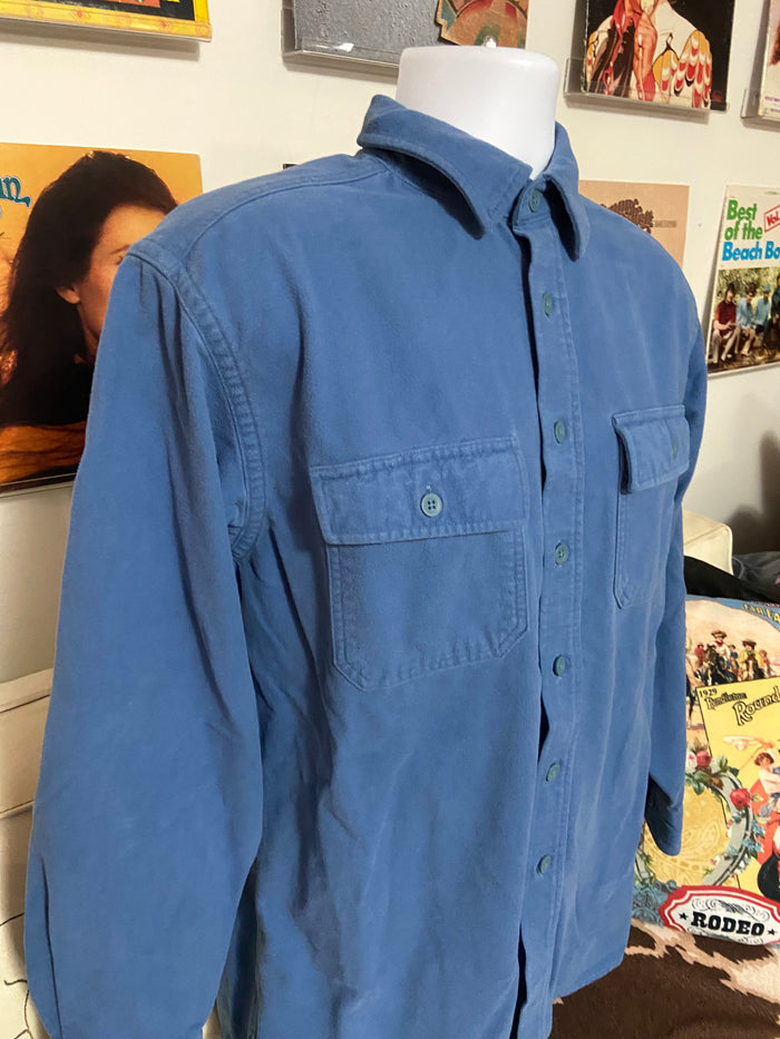 Vintage L.L. Bean Chamois Heavyweight Flannel Shirt, Size Medium, Blue - Deer Creek Mercantile