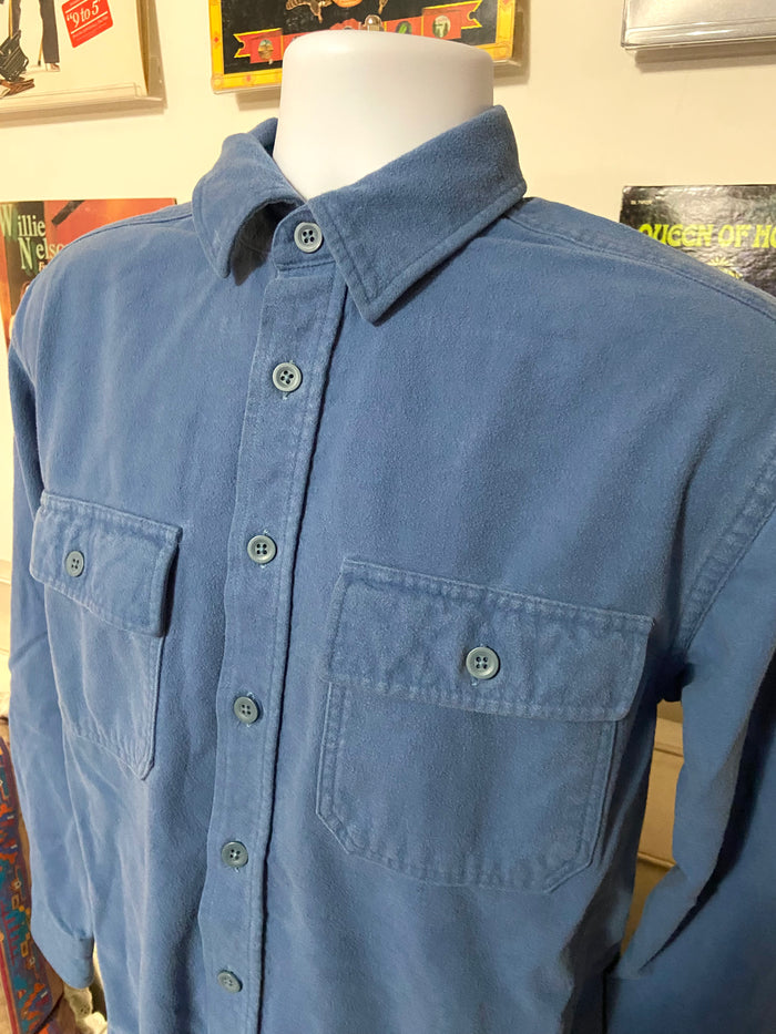 Vintage L.L. Bean Chamois Heavyweight Flannel Shirt, Size Medium, Blue - Deer Creek Mercantile
