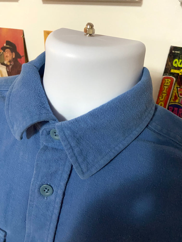 Vintage L.L. Bean Chamois Heavyweight Flannel Shirt, Size Medium, Blue - Deer Creek Mercantile
