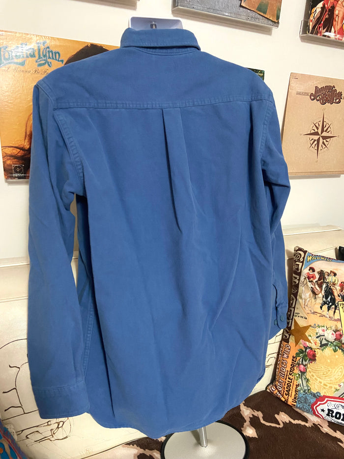 Vintage L.L. Bean Chamois Heavyweight Flannel Shirt, Size Medium, Blue - Deer Creek Mercantile