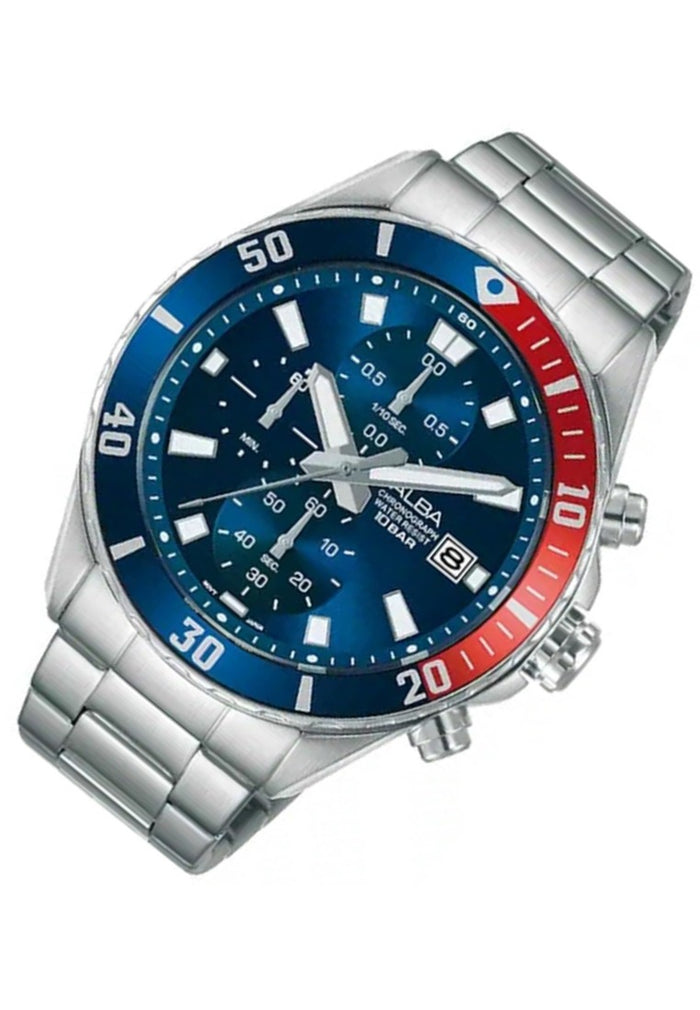 Alba Active Chronograph Stainless Steel Strap Watch for Men AM3801X1-Watch Portal Philippines