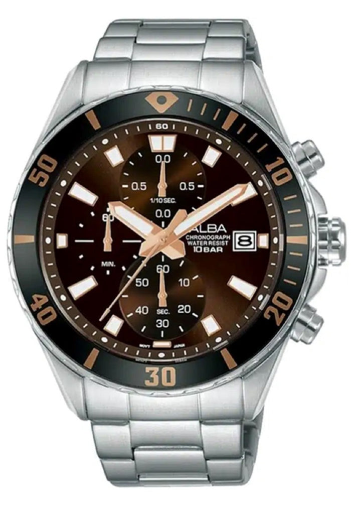 Alba Active Chronograph Stainless Steel Strap Watch for Men AM3807X1-Watch Portal Philippines