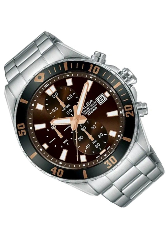 Alba Active Chronograph Stainless Steel Strap Watch for Men AM3807X1-Watch Portal Philippines