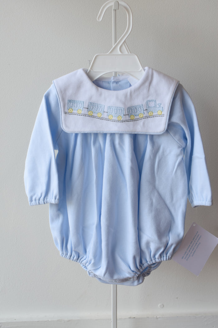 All Aboard Blue Knit Long Sleeve Bubble