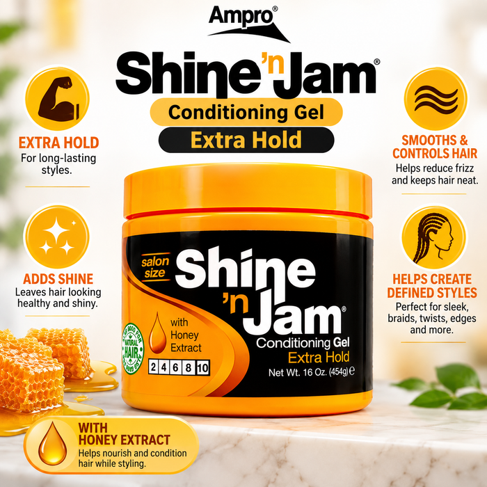 Ampro – Shine-n-Jam Conditioning Gel, 16 oz [Extra Hold] AMPRO