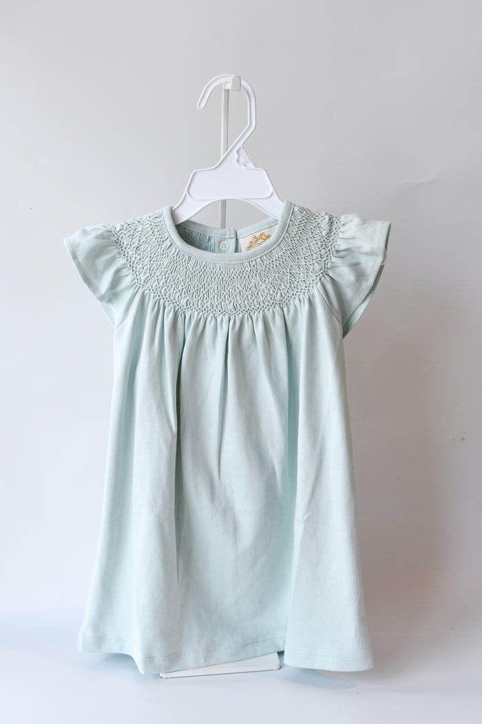Angel Sleeve Sandy Smocked Dress-Old Greenwich Green