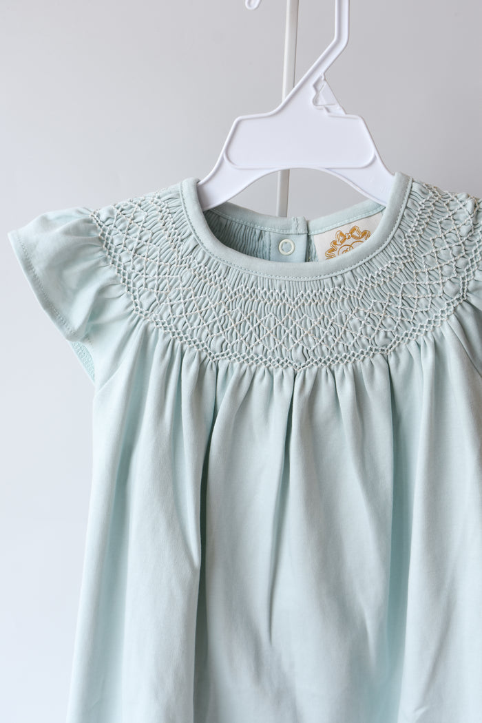 Angel Sleeve Sandy Smocked Dress-Old Greenwich Green