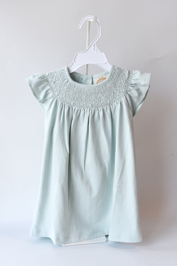 Angel Sleeve Sandy Smocked Dress-Old Greenwich Green