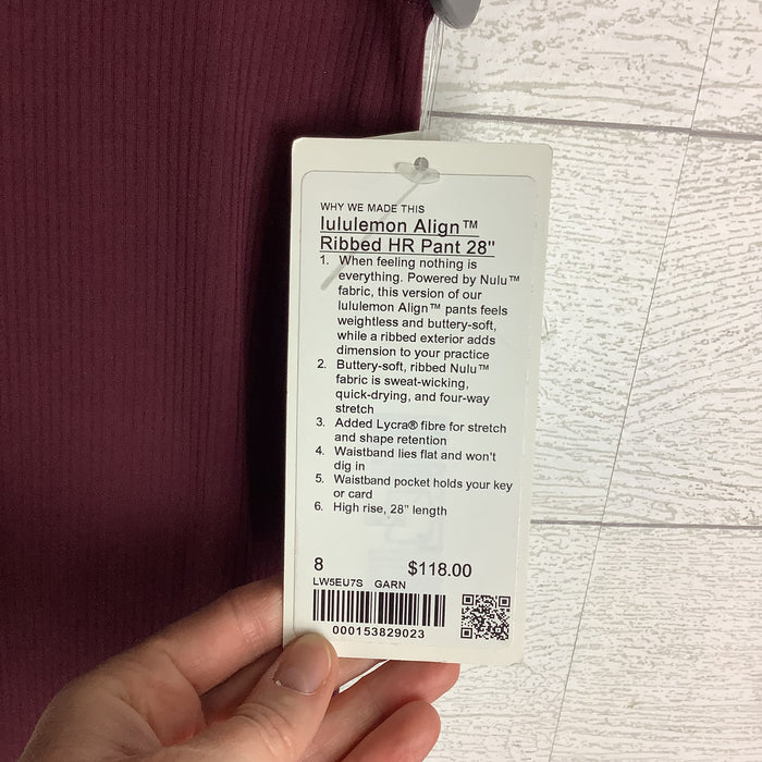 Athletic Leggings By Lululemon In Maroon, Size: 8