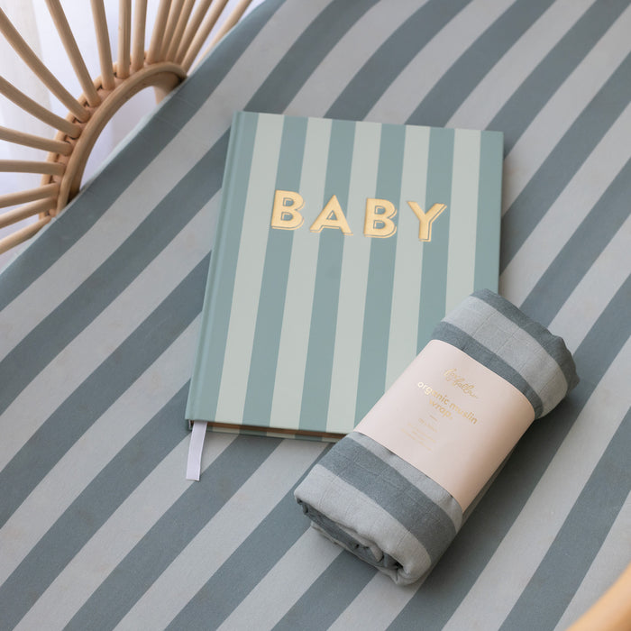 Baby Book Sage Stripe Boxed - 3rd Edition