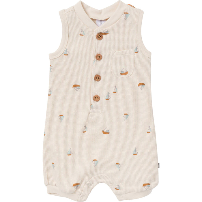 Baby Boys Beige Sailboat Sleeveless Romper rompers Modern Moments™ by Gerber®