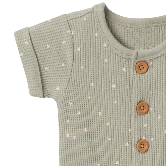 Baby Boys Medium Green Triangles Short Sleeve Long Leg Romper