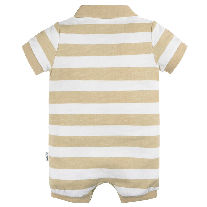 Baby Boys Sailboat Stripe Collared Romper